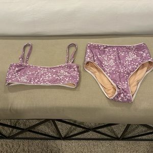 Faithfull the Brand Purple Flower Bikini top (XS) and bottom (Small)